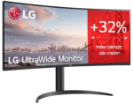 LG 34WP65C-B - Monitor Gaming UltraGear Curvo 34 pulgadas, Panel Nano VA: 3440x1440p, 21:9, 250 cd/m², 1000:1, 160Hz, entradas: DPx1, HDMIx1, USB-Ax3, Color Negro